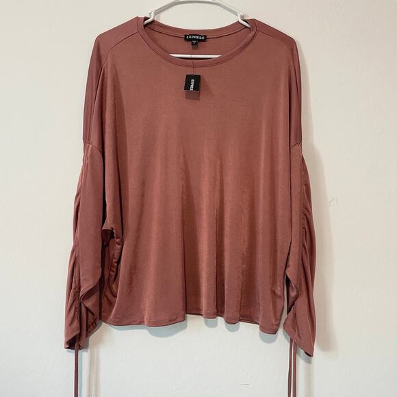 Express large ruched adjustable tie sleeve blouse top TB2 2189 - Picture 8 of 11